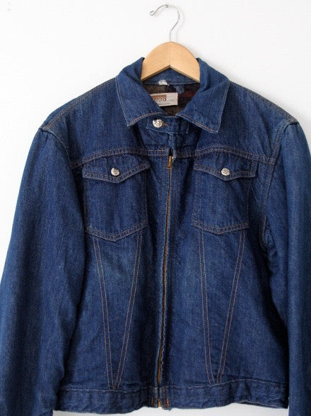 vintage 70s Montgomery Ward denim jacket with blanket lining