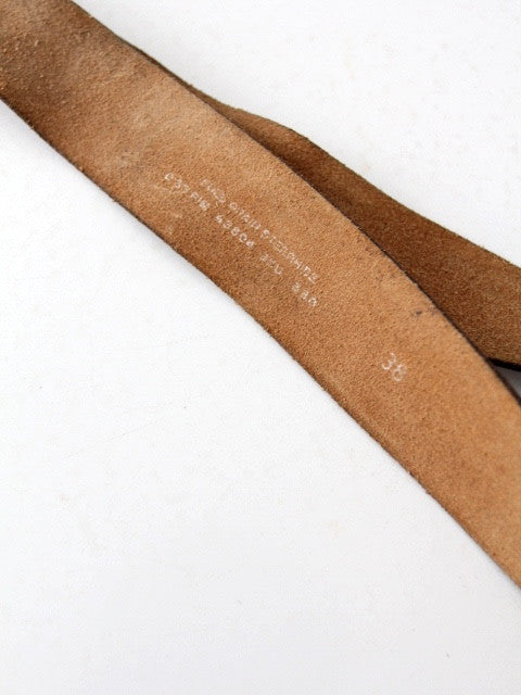 vintage 70s leather belt with abalone shell buckle