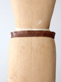 vintage 70s leather belt with abalone shell buckle