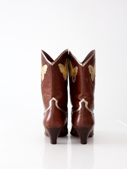 vintage Italian leather butterfly boots