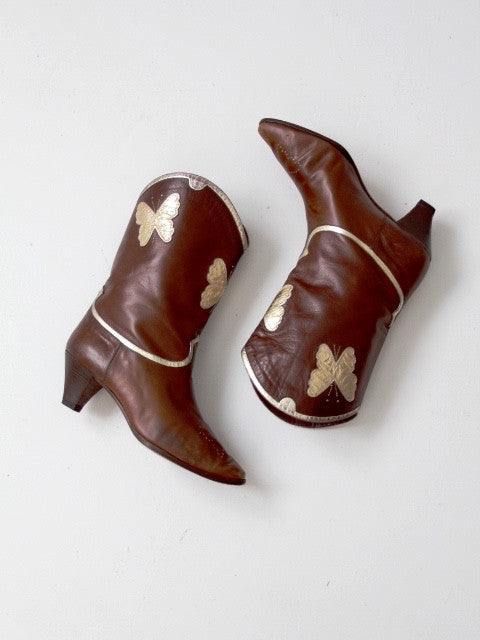 vintage Italian leather butterfly boots