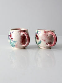 vintage studio pottery mugs pair