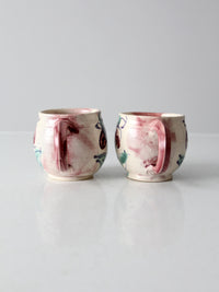 vintage studio pottery mugs pair
