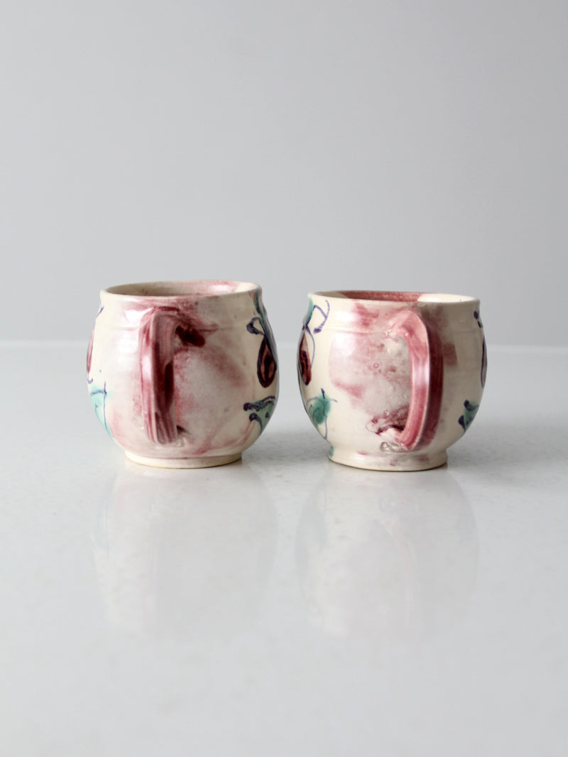vintage studio pottery mugs pair