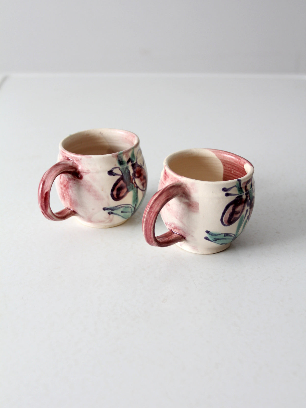 vintage studio pottery mugs pair