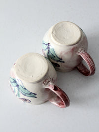 vintage studio pottery mugs pair