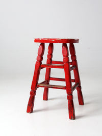 vintage red wooden stool