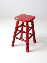 vintage red wooden stool