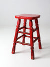 vintage red wooden stool