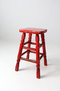 vintage red wooden stool