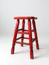 vintage red wooden stool