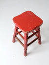 vintage red wooden stool