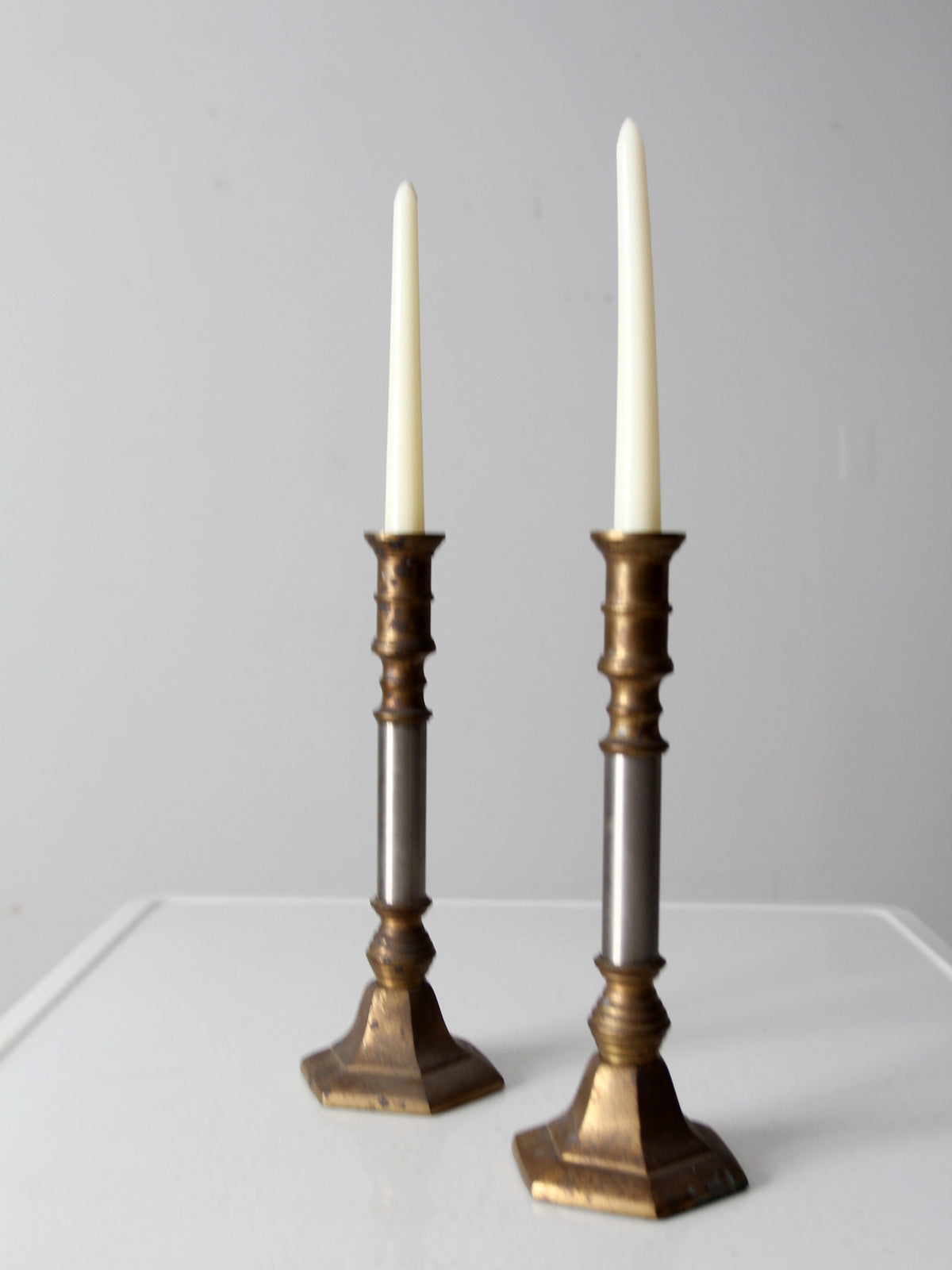 vintage candlestick holder pair