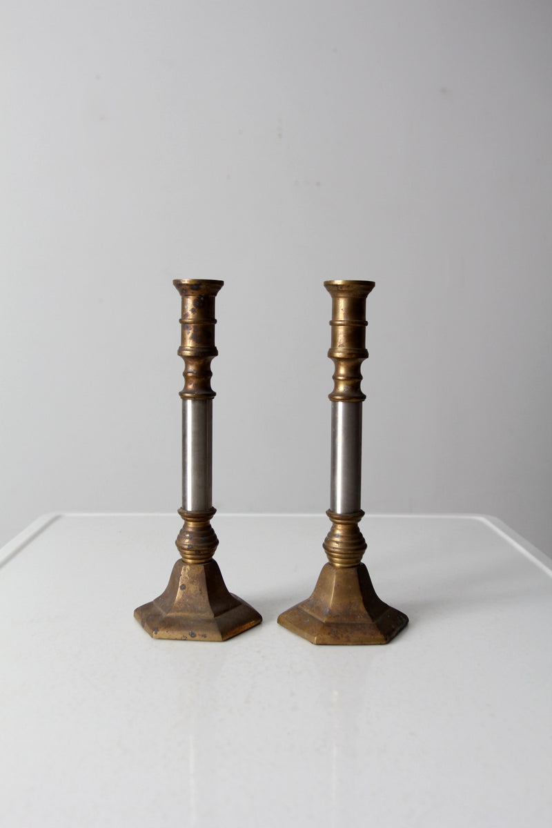 vintage candlestick holder pair