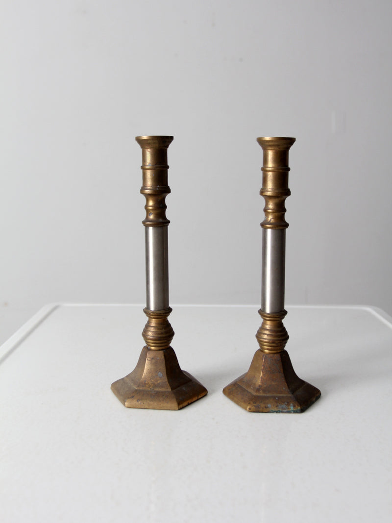 vintage candlestick holder pair
