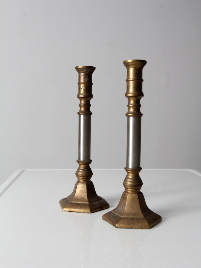 vintage candlestick holder pair