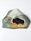 vintage bison painting on slate