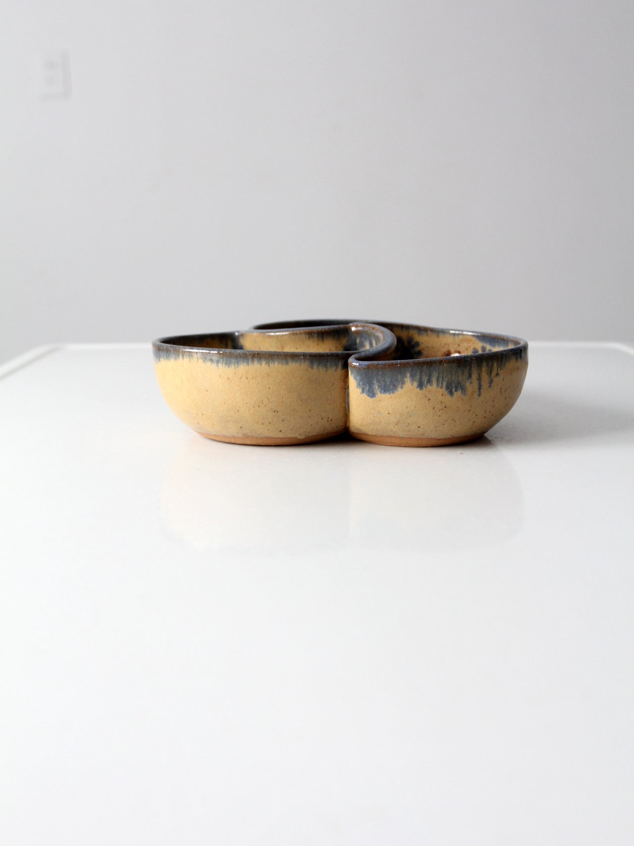 vintage studio pottery divided bowl