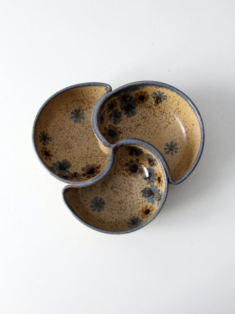 vintage studio pottery divided bowl