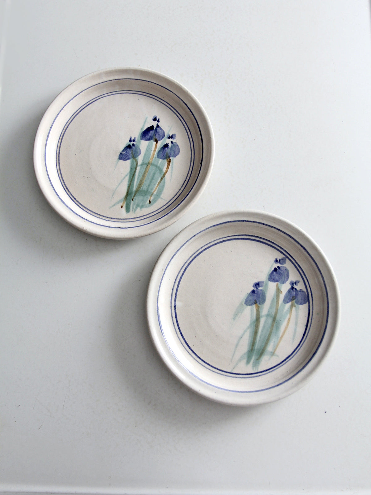 vintage studio pottery plates pair