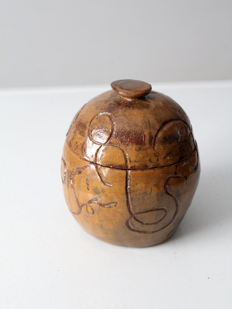 vintage signed studio pottery jar