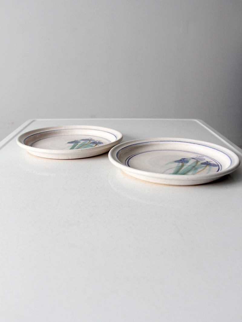 vintage studio pottery plates pair