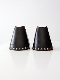 vintage tapaderos, leather hooded equestrian stirrups