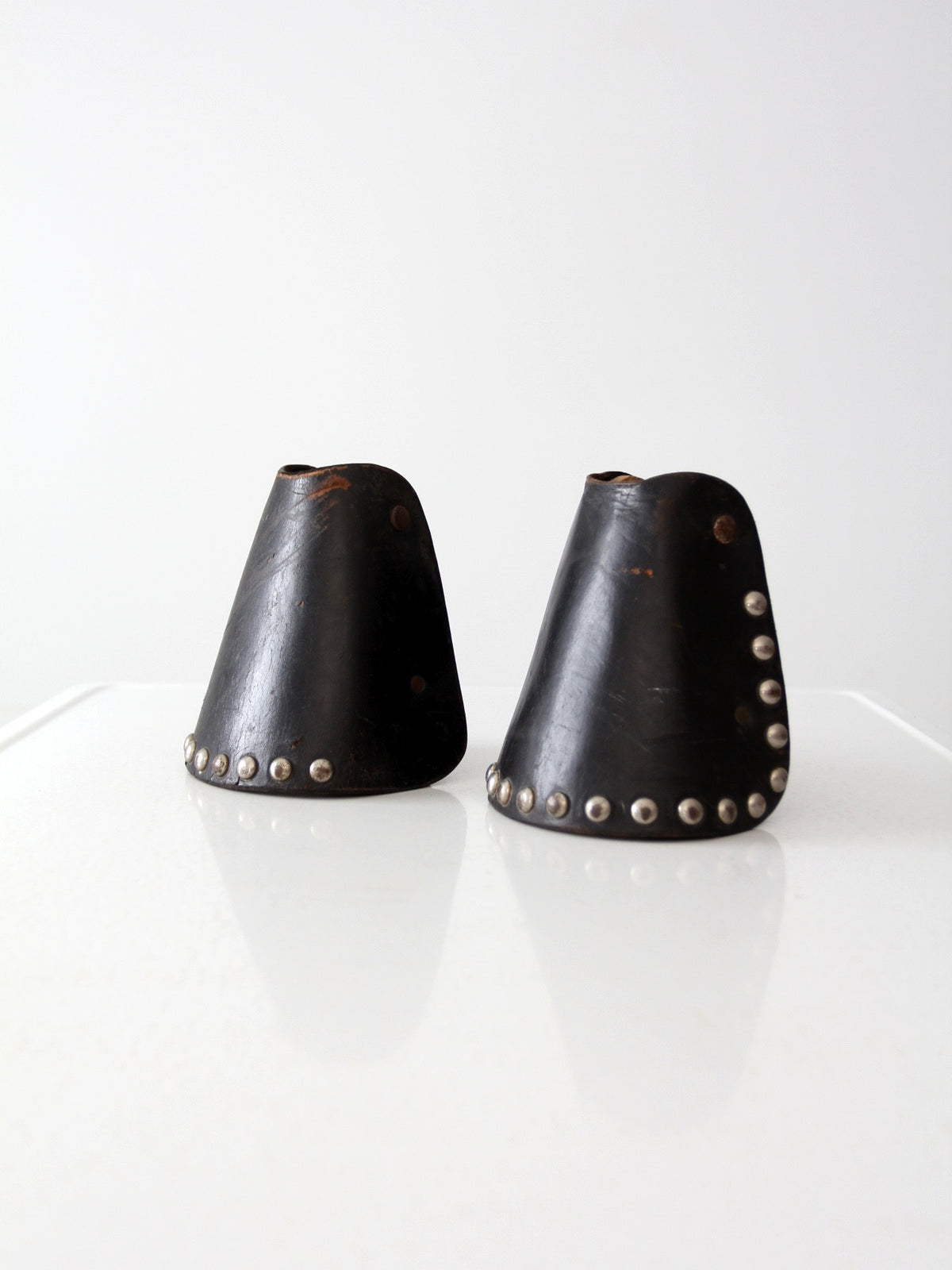 vintage tapaderos, leather hooded equestrian stirrups