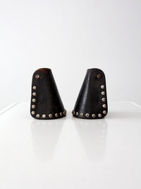 vintage tapaderos, leather hooded equestrian stirrups