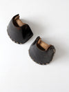 vintage tapaderos, leather hooded equestrian stirrups