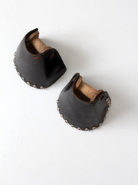 vintage tapaderos, leather hooded equestrian stirrups