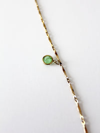 vintage gold link chain with pale green stones