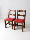 vintage upholstered seat wood chairs pair