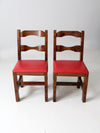 vintage upholstered seat wood chairs pair