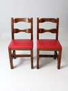 vintage upholstered seat wood chairs pair