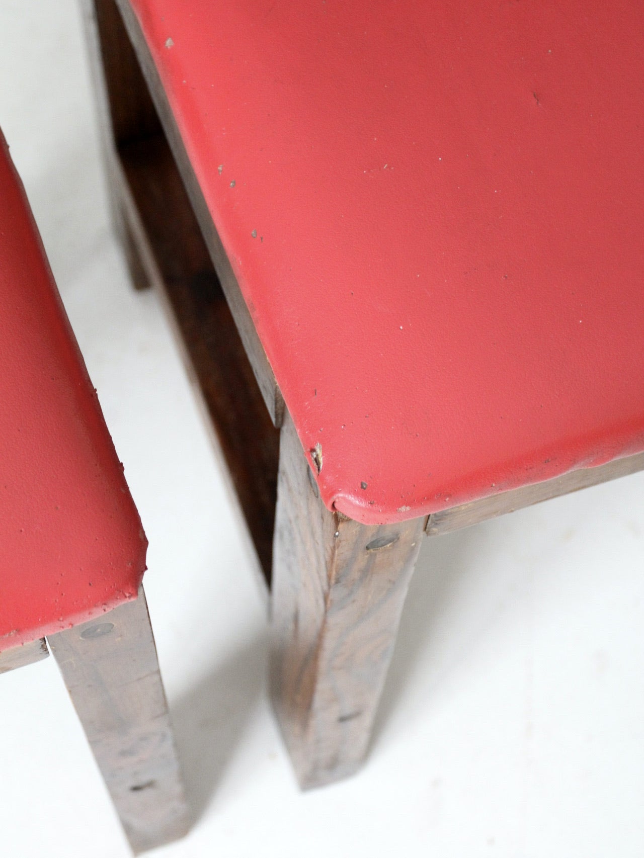 vintage upholstered seat wood chairs pair