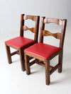 vintage upholstered seat wood chairs pair