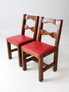 vintage upholstered seat wood chairs pair