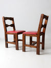 vintage upholstered seat wood chairs pair