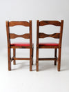 vintage upholstered seat wood chairs pair