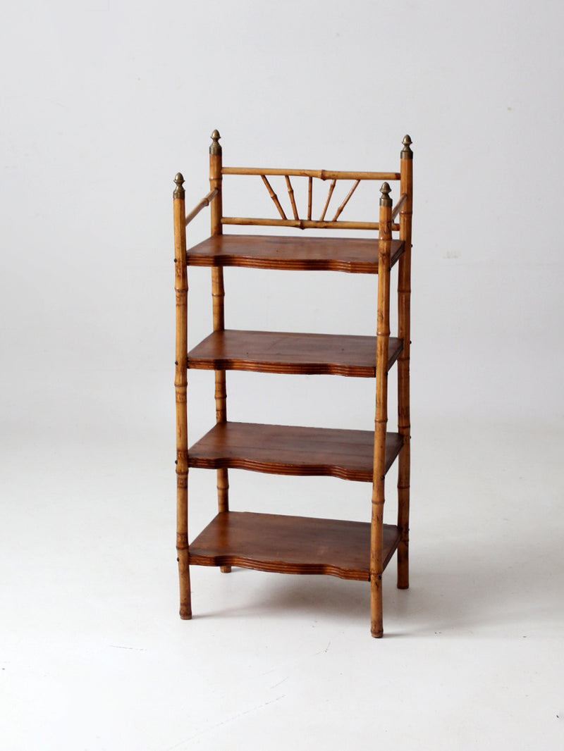 antique bamboo etagere shelf stand