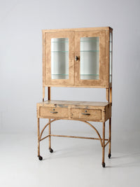 antique metal & glass medical cabinet