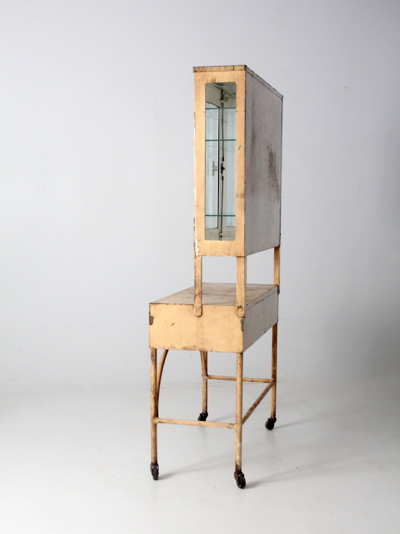 antique metal glass medical cabinet 86 Vintage