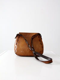 vintage 60s basket weave leather shoulder bag