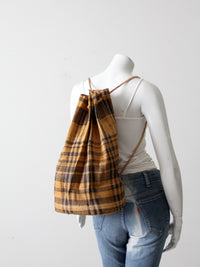 vintage woven drawstring backpack