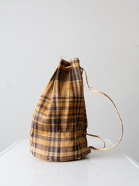 vintage woven drawstring backpack