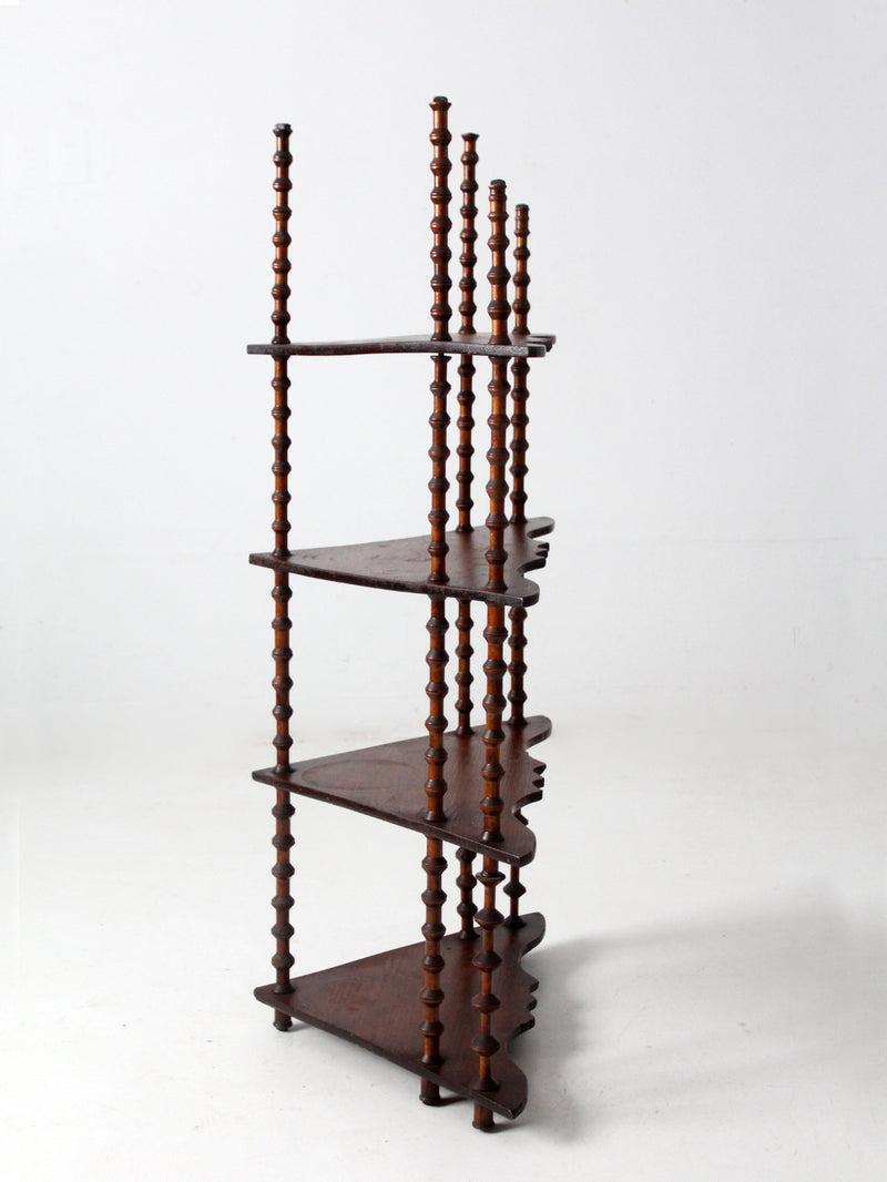 antique folk art spool shelf