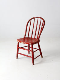 antique red spindle back chair
