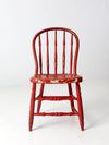 antique red spindle back chair
