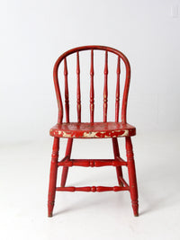 antique red spindle back chair